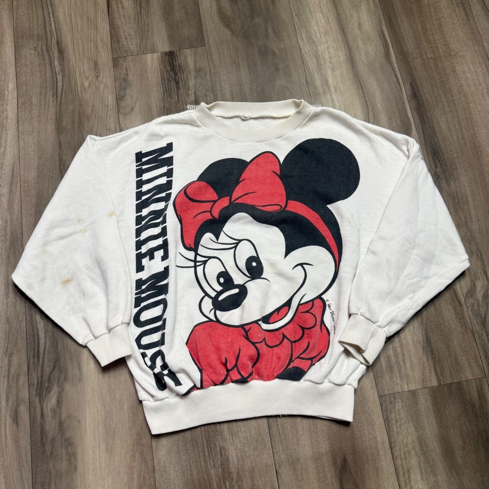 Vintage Minnie Mouse Double Sided Graphic Sweatshirt White Walt Disney Company